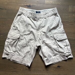 Polo Ralph Lauren 100% Cotton Khaki Cargo Shorts Inseam 10” Size 33